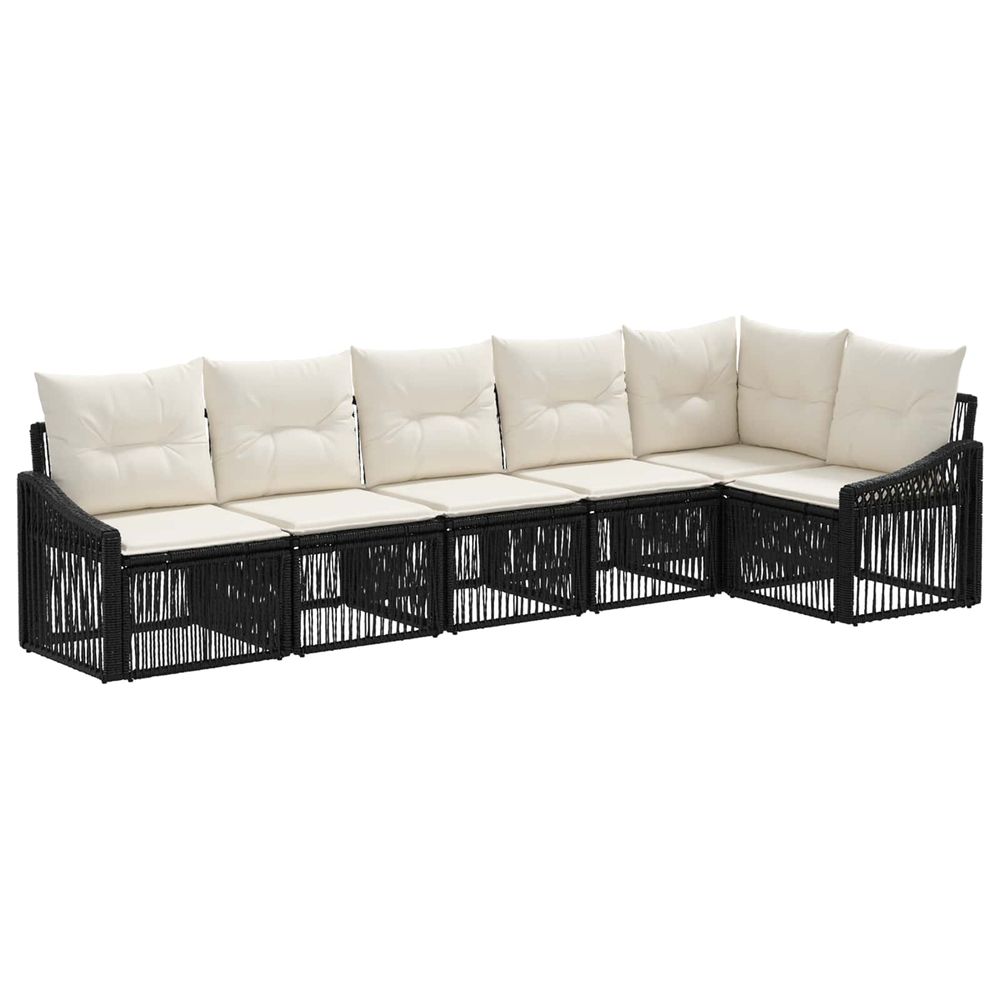 Ensemble de canapé de jardin 6 pc noir polyrotin