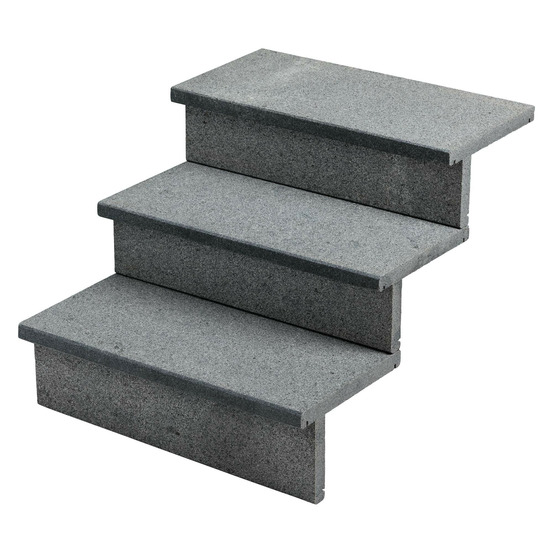 Dessus de marche granit gris foncé 60x30x3 cm bord droit (à l'unité) - ro'ma nature