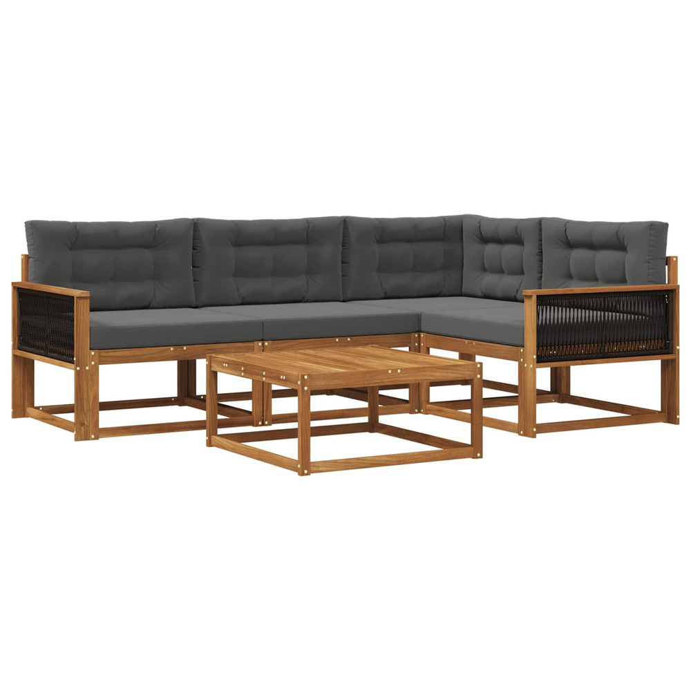 Ensemble de canapés d'extérieur 5 pcs naturel et anthracite