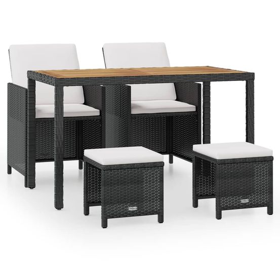Ensemble à manger d'extérieur 5 pcs rotin et bois d'acacia noir