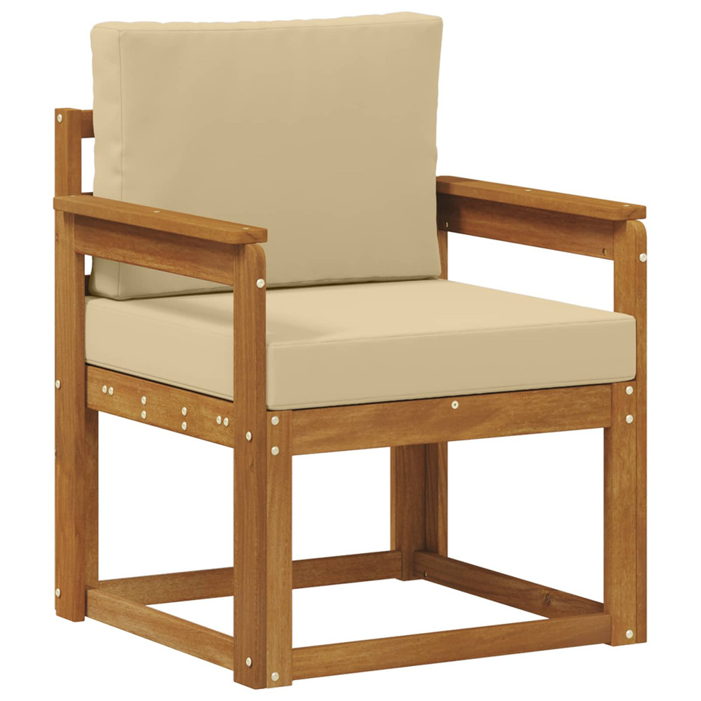 Canapé d’extérieur bois d'acacia massif et polyester naturel