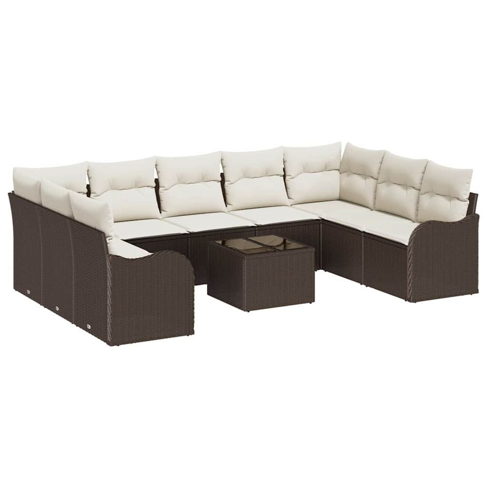 Ensemble de canapé de jardin 9 pc marron polyrotin
