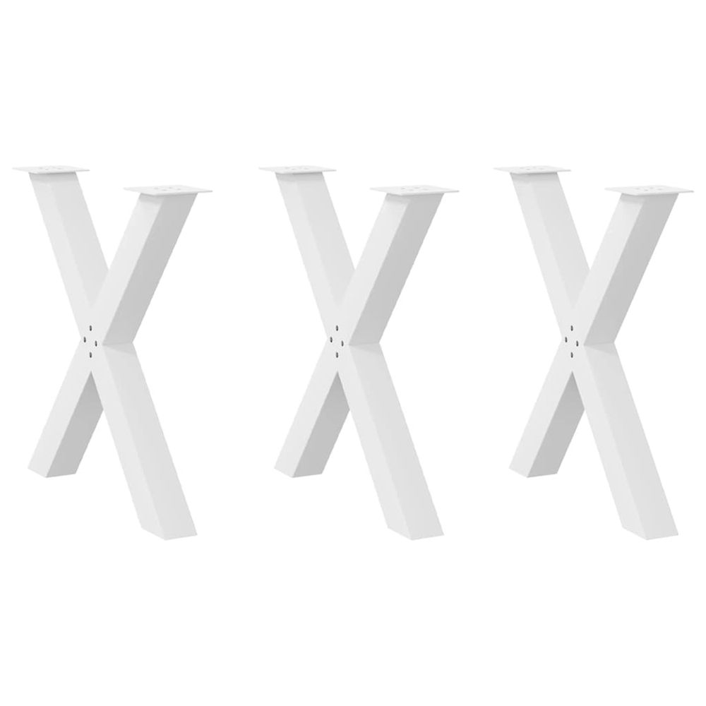 Pieds de table à manger en forme de x, 3 pièces, blanc, 70 x (72-73) cm, acier