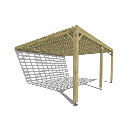 Pergola bois • 5m x 5m • adossée • sens profondeur • lattage bois • livraison comprise