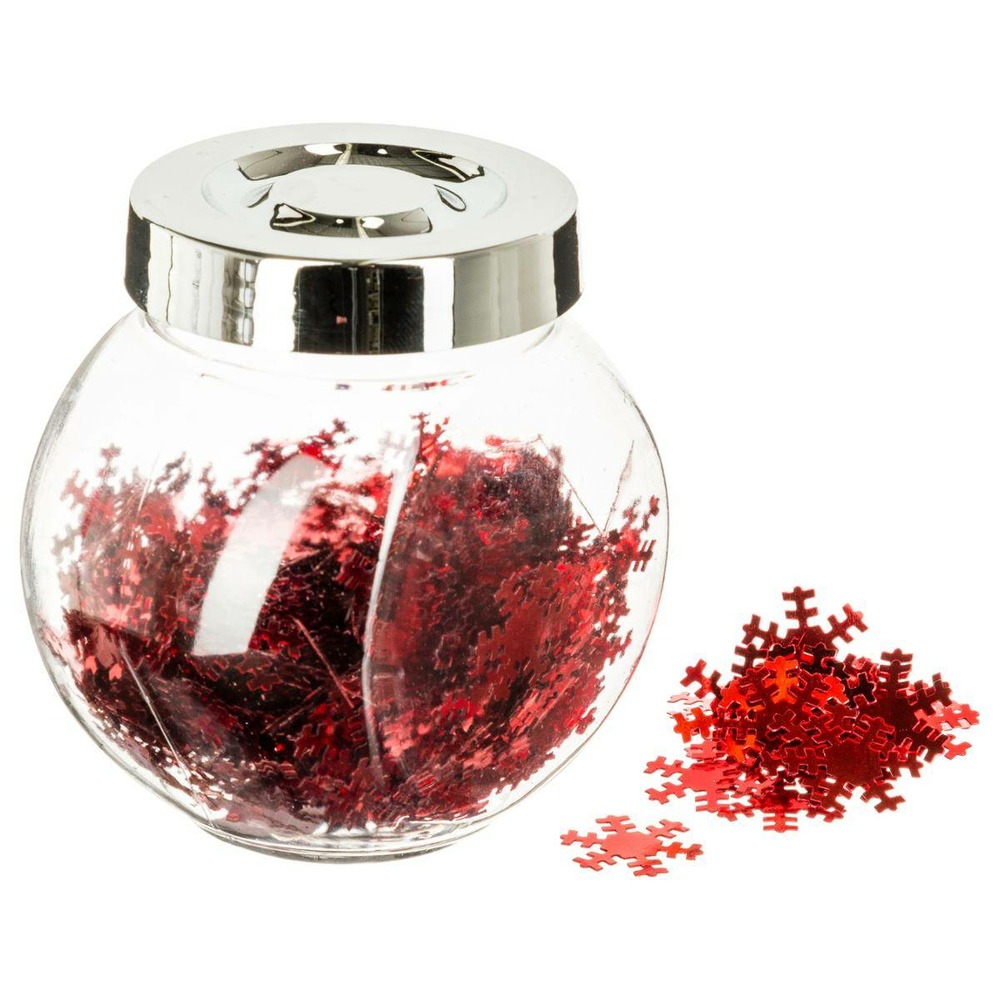 Bocal d'accessoires déco de table brillantes rouge