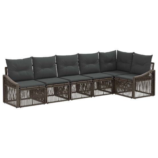 Ensemble de canapé de jardin 6 pc gris polyrotin