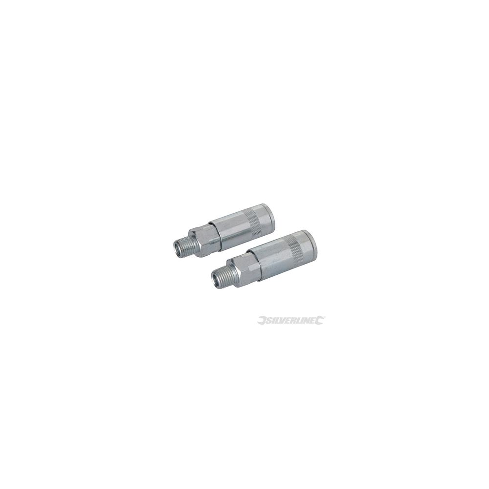 Silverline - coupleurs rapides pour tuyau air comprimé, 2 pcs - 1/4'' bsp