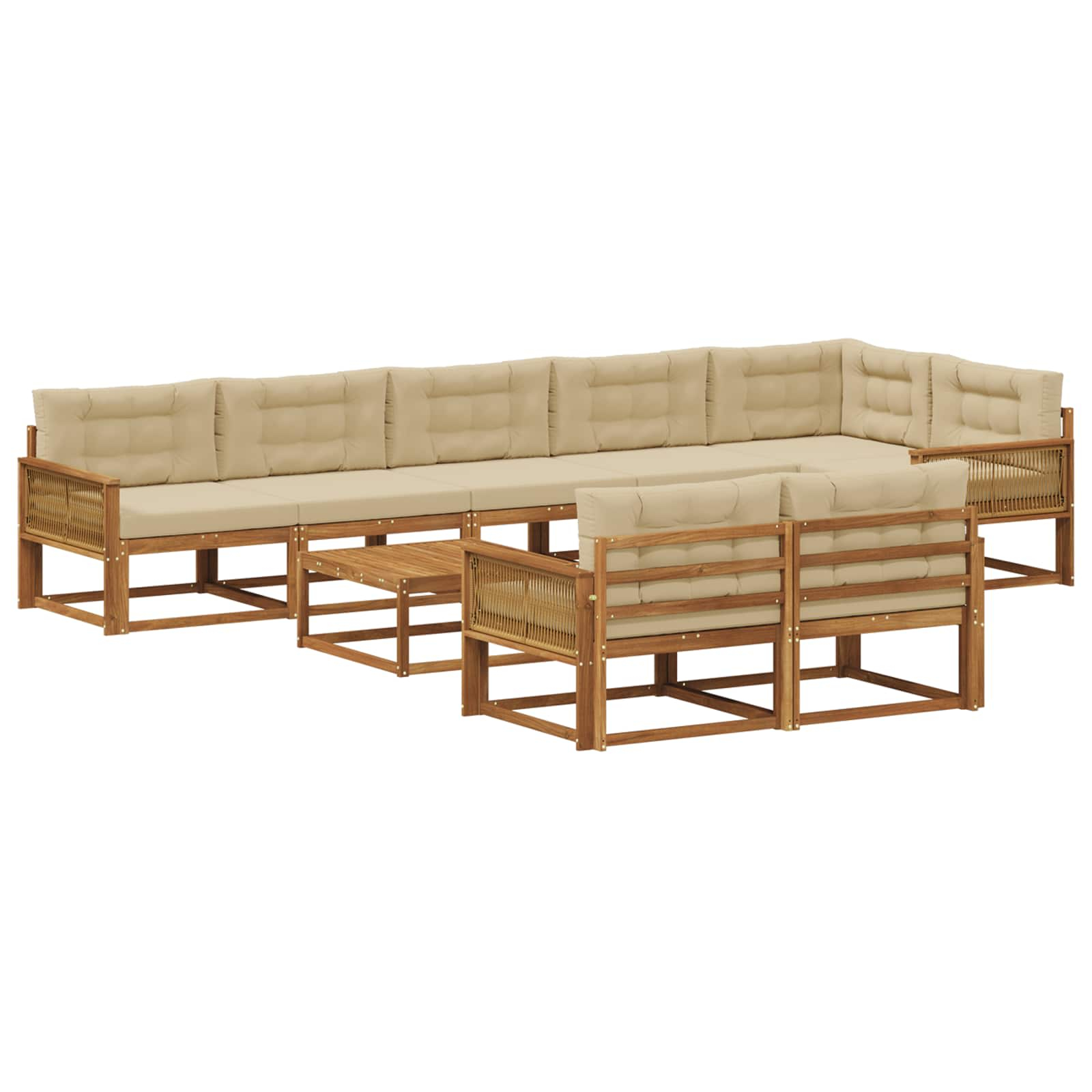 Ensemble de canapés d'extérieur 9 pcs naturel et beige