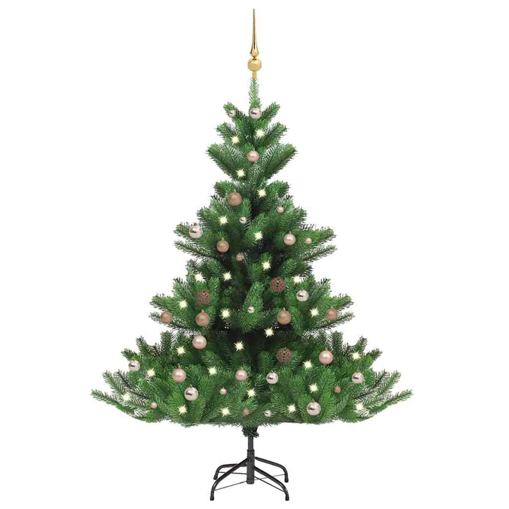 Sapin de noël artificiel nordmann avec led et boules vert 180cm