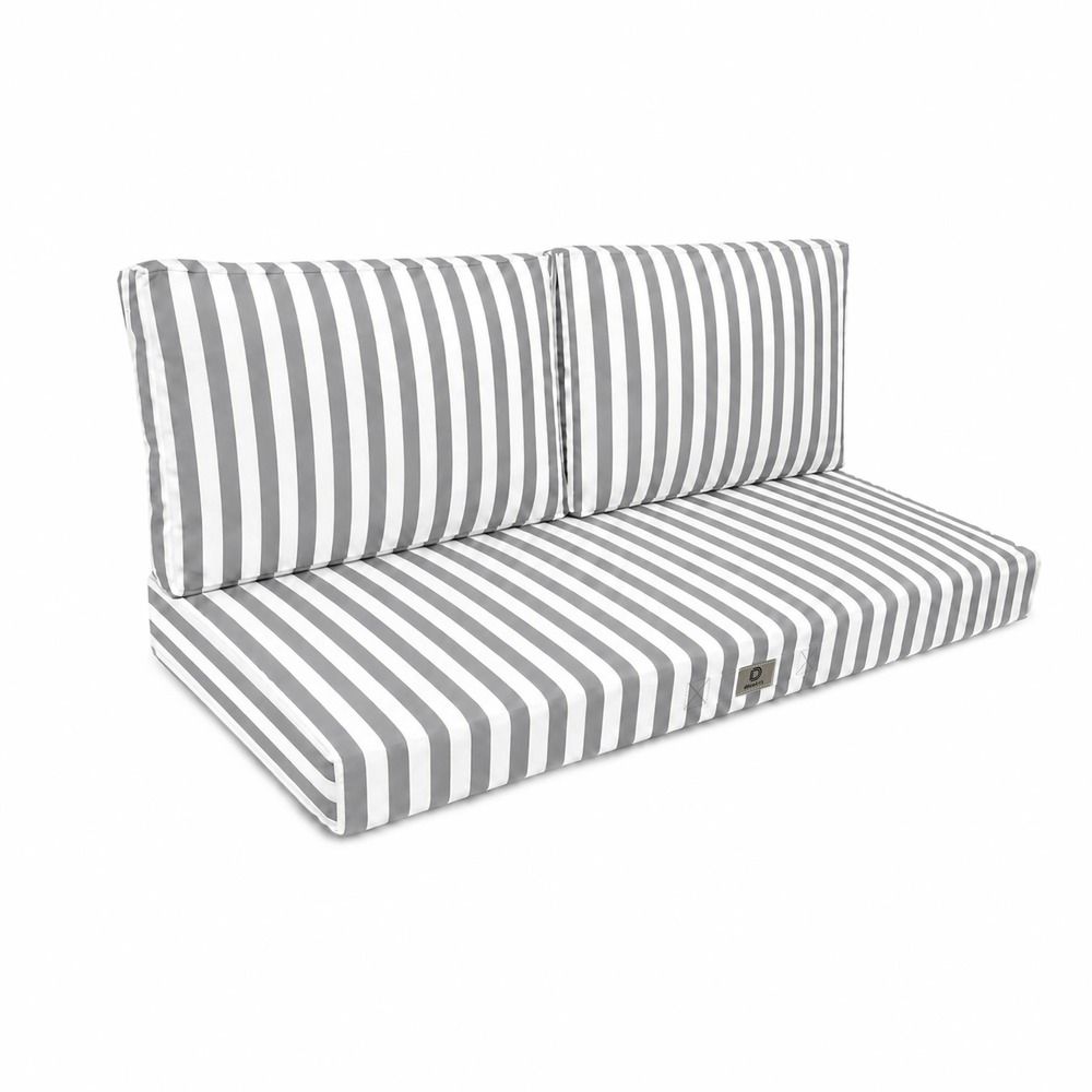 Coussins pour salon de jardin déhoussable 100x50cm rayure gris clair