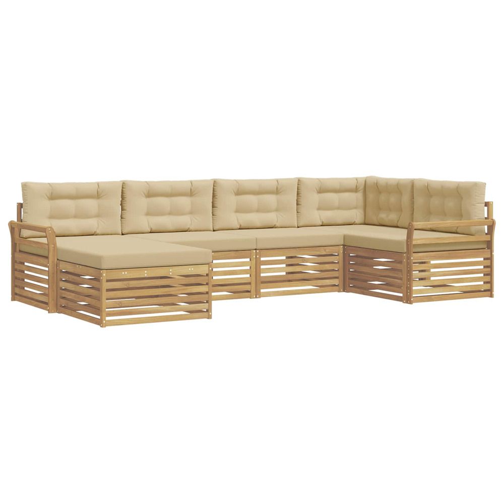 Ensemble de canapés d'extérieur 6 pc blanc et beige polyester