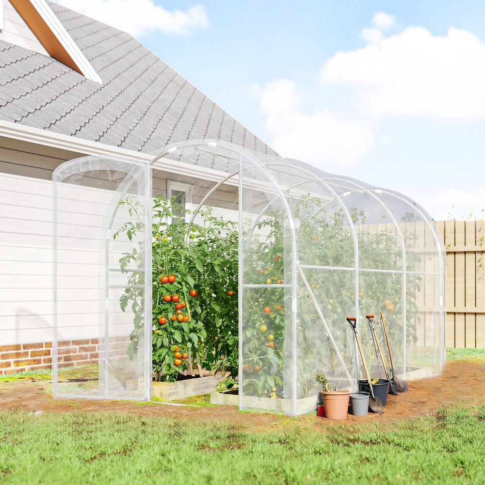 Serre tunnel acier bâche pe jardin potager protection intempérie 300x200x195cm transparent - comfortxl outdoor living