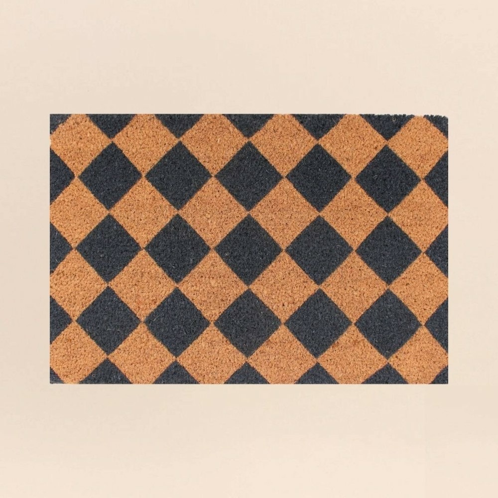 Paillasson coco imprimé damiers 40x60cm