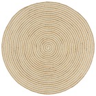 Tapis fait à la main jute avec design de spirale blanc 120 cm