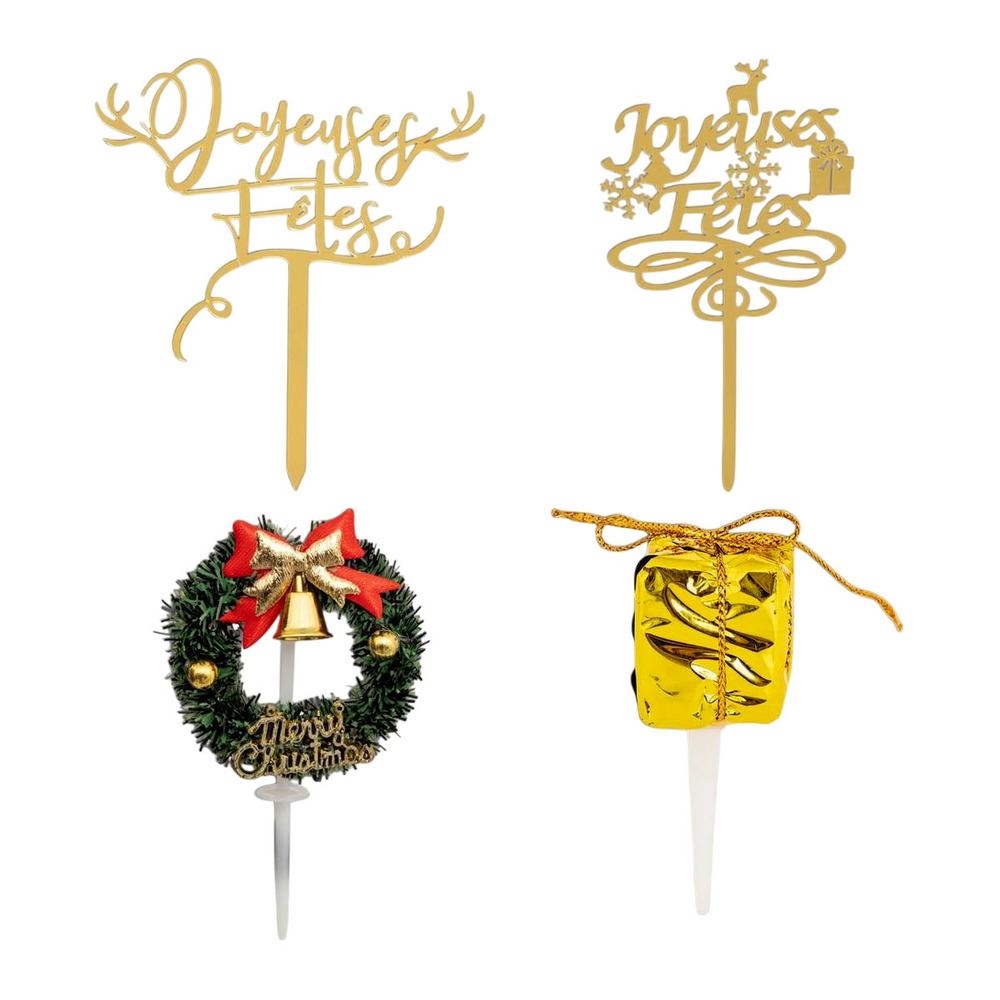 Lot de 4 décorations de gâteaux 