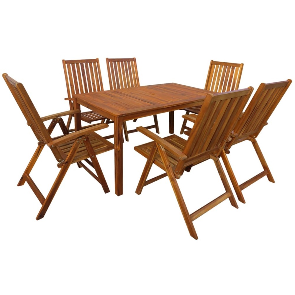 Ensemble à manger d'extérieur 7 pcs bois d'acacia solide