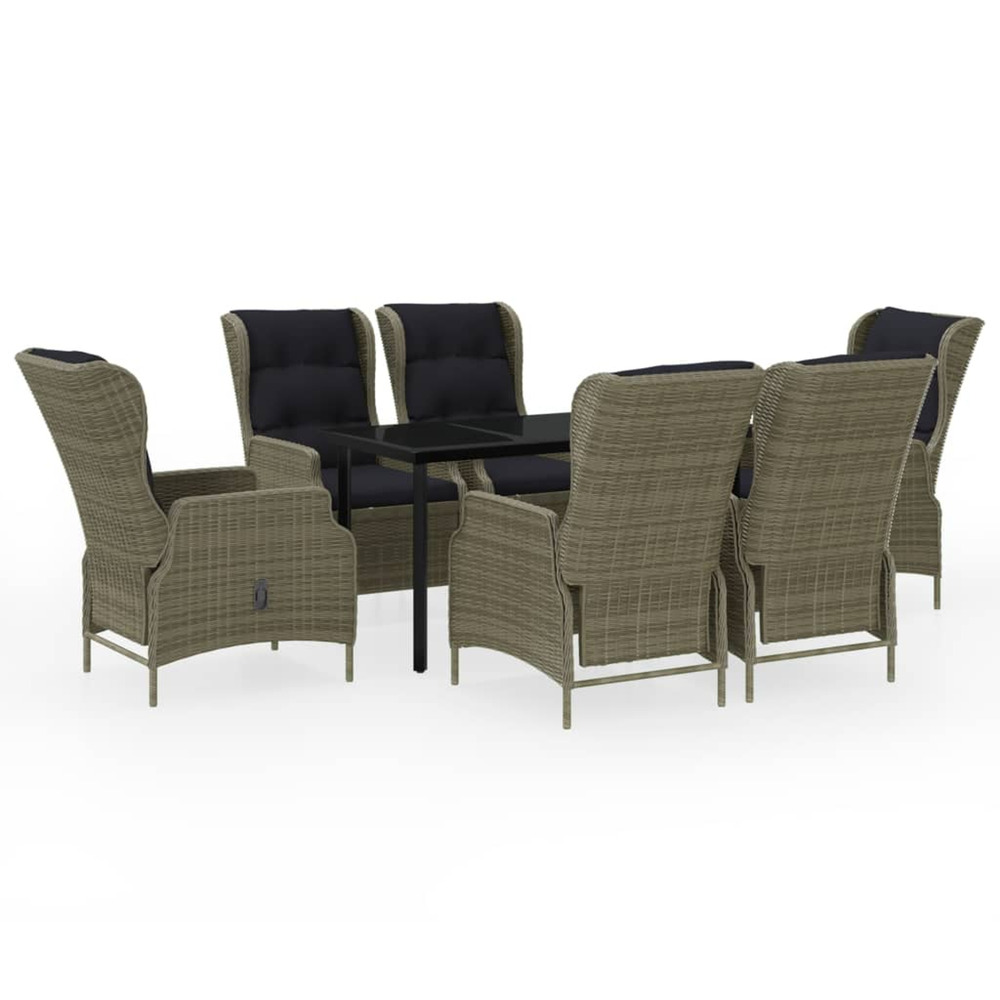 Ensemble à manger de jardin 7 pcs marron