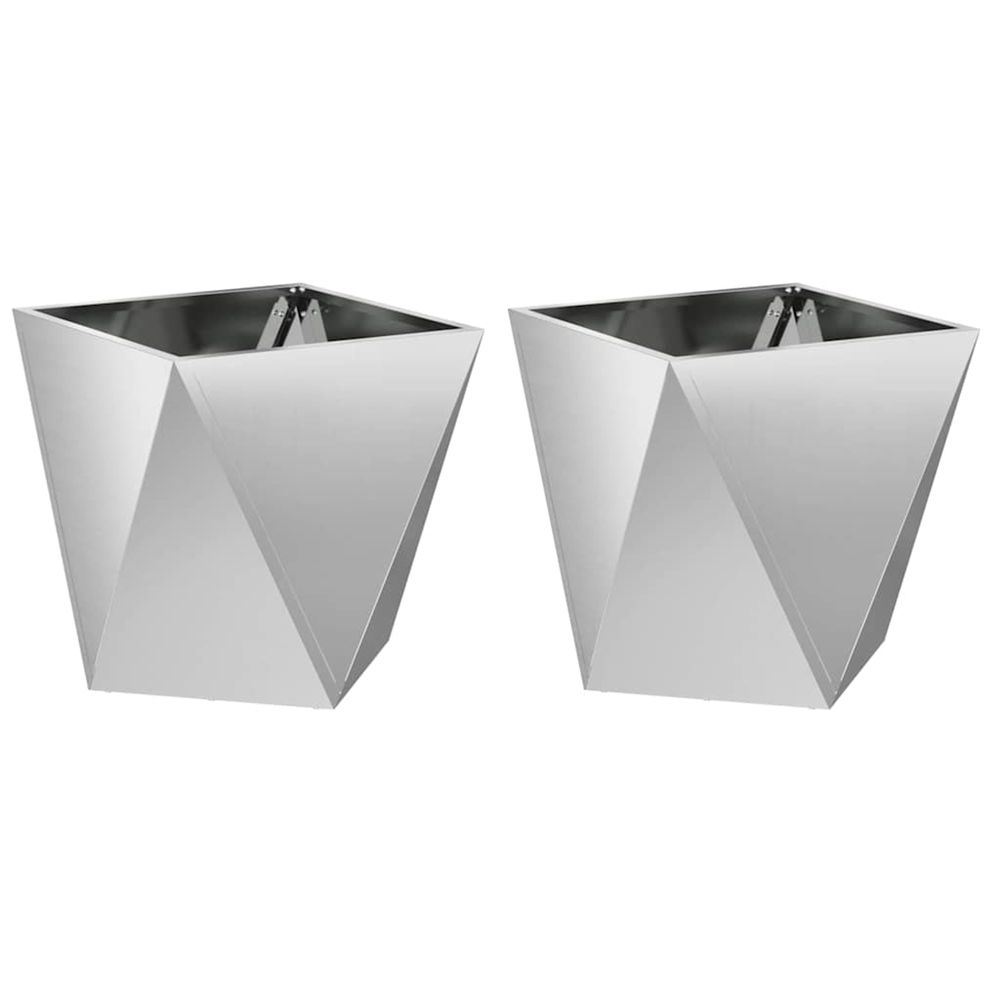 Jardinière d'extérieur 2 pc argent 40 x 40 x 40 cm acier galvanisé