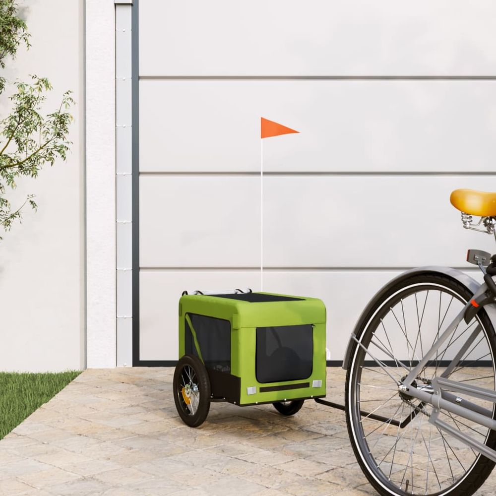 Remorque vélo pour petit chien 30kg transport sécurisé balades vert et noir