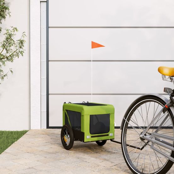 Remorque vélo pour petit chien 30kg transport sécurisé balades vert et noir