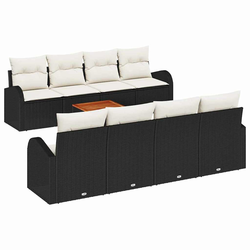Ensemble de canapé de jardin 9 pcs noir et blanc