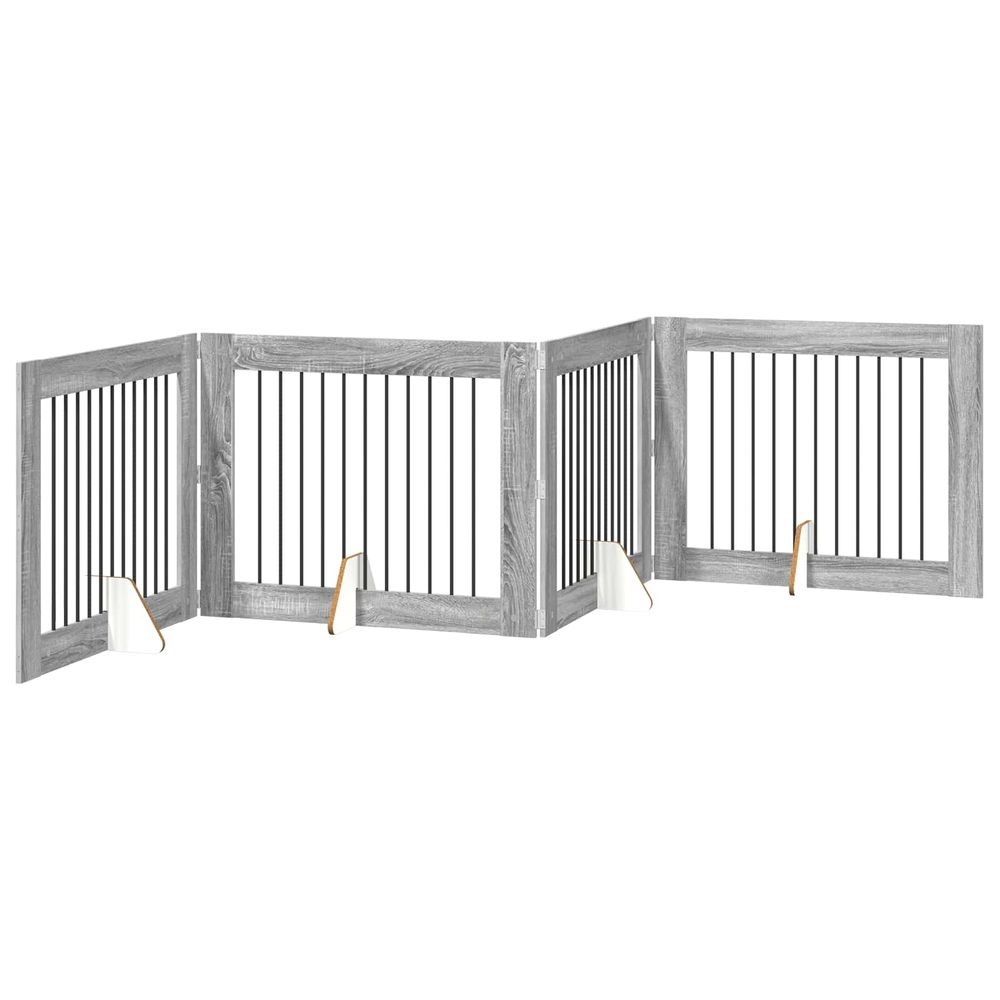 Porte de chien pliable avec supports 4 pc sonoma gris 401 cm