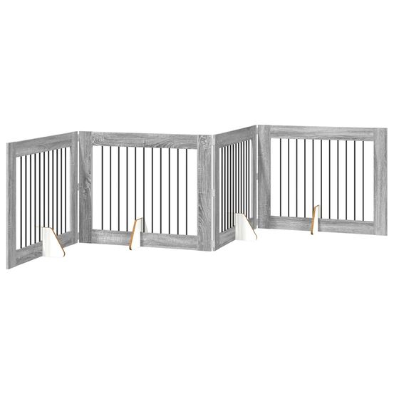 Porte de chien pliable avec supports 4 pc sonoma gris 401 cm