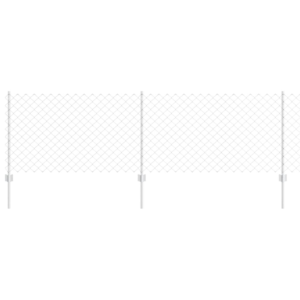 Clôture avec poteau argenté 0,8 x 25 m acier