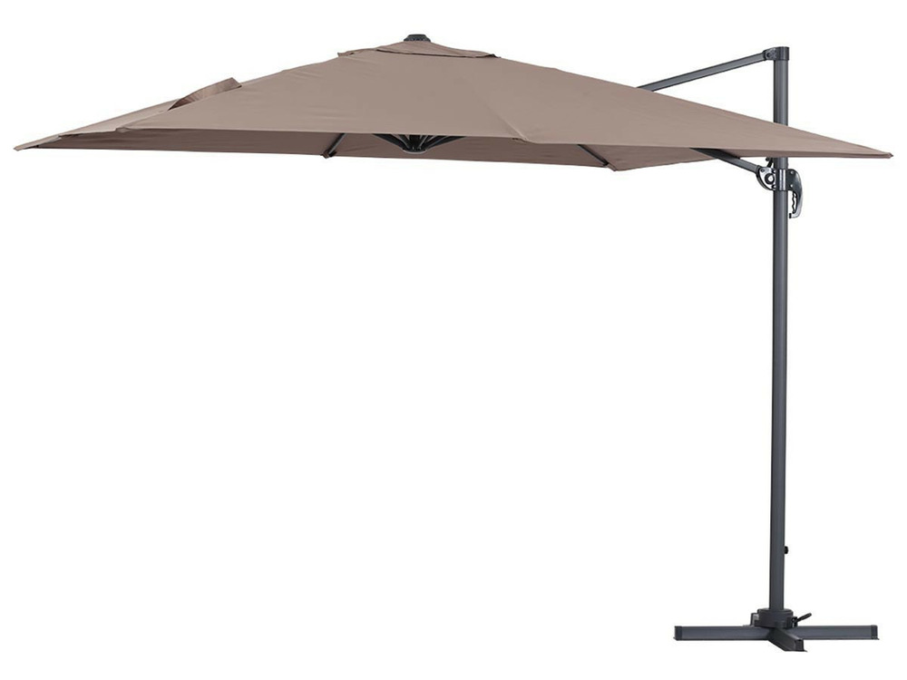 Parasol jardin déporté Alu Sun 3 - Carré - 3 x 3 m - Taupe