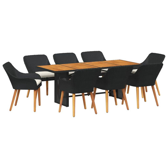 Ensemble de salle à manger pour jardin 9 pcs noir et marron