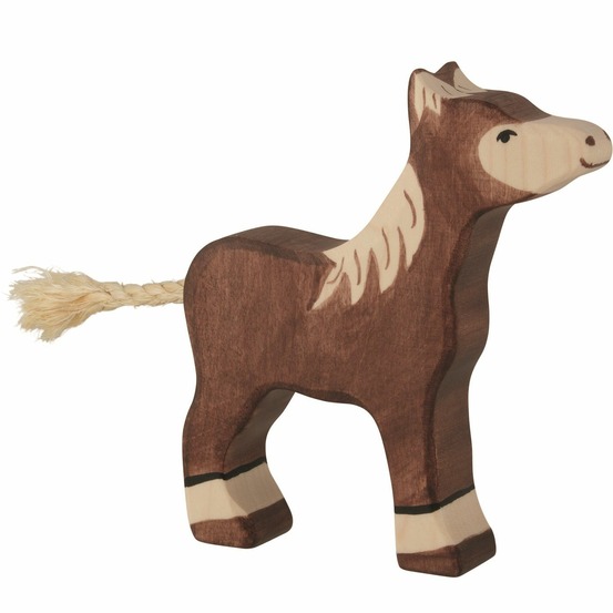 Poulain debout, marron foncé