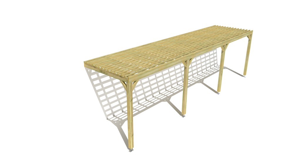 Pergola bois • 9m x 2m • adossée • sens profondeur • lattage bois • livraison comprise