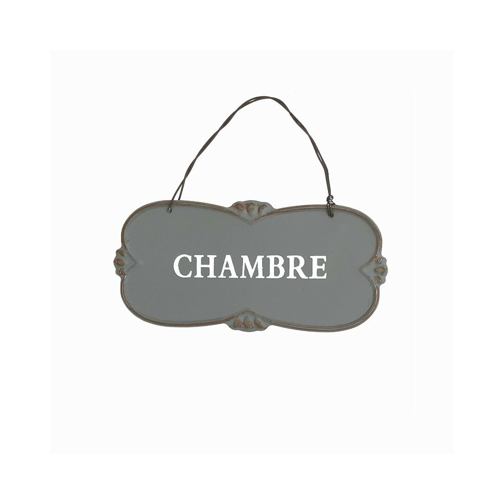 Plaque de porte décorative vintage chambre fer gris 12x7cm