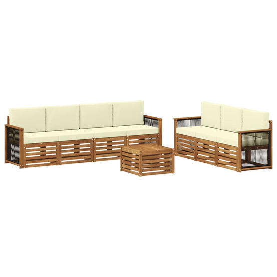 Ensembles de canapés avec coussin 8 pcs bois d'acacia massif