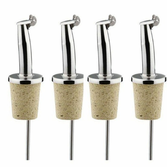 4 bouchons verseurs à clapet en inox et liège