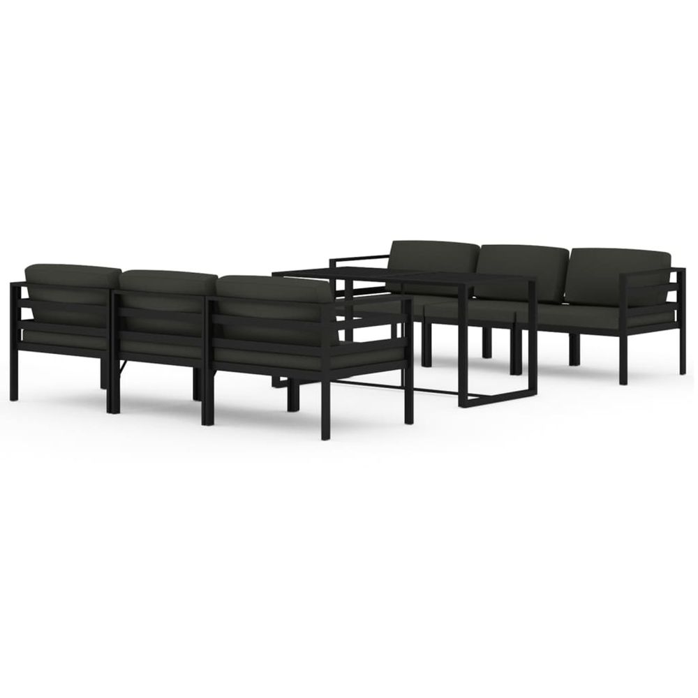 Salon de jardin 7 pcs avec coussins aluminium anthracite
