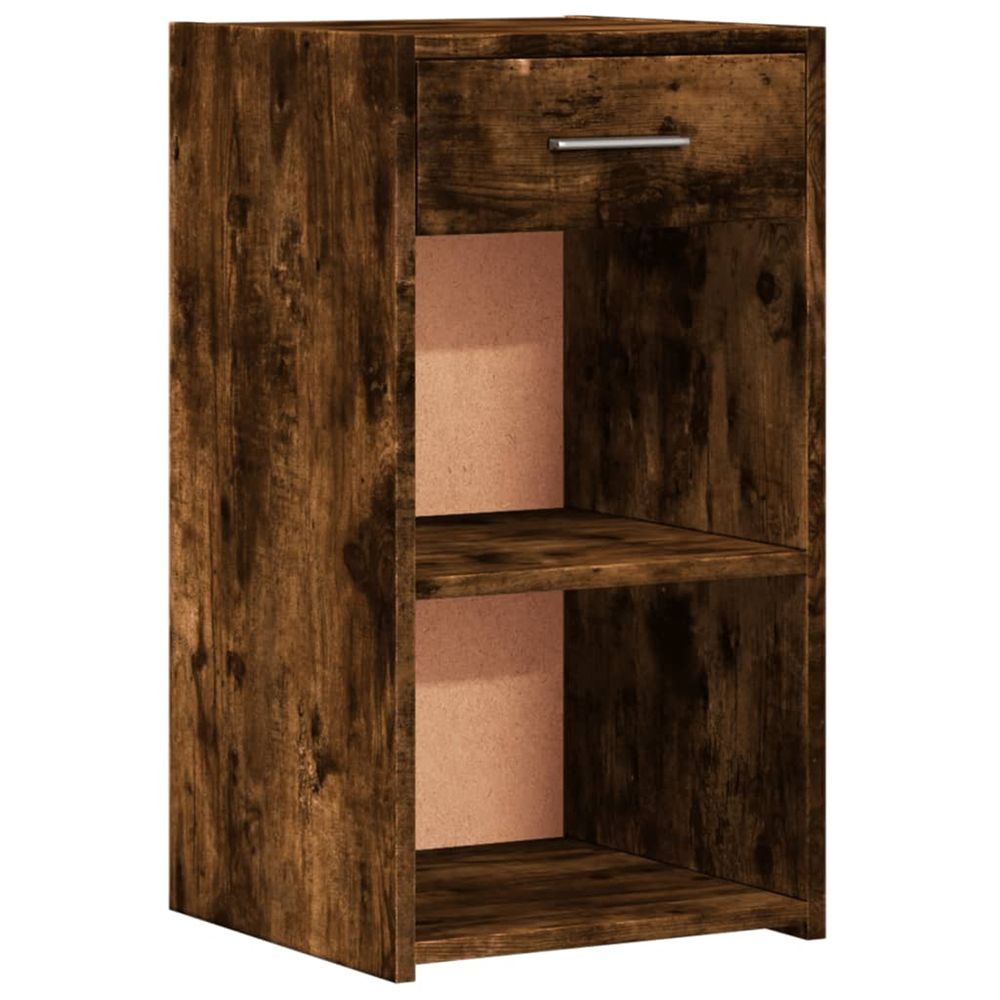Table de chevet chêne fumé 35x34x65 cm bois d'ingénierie