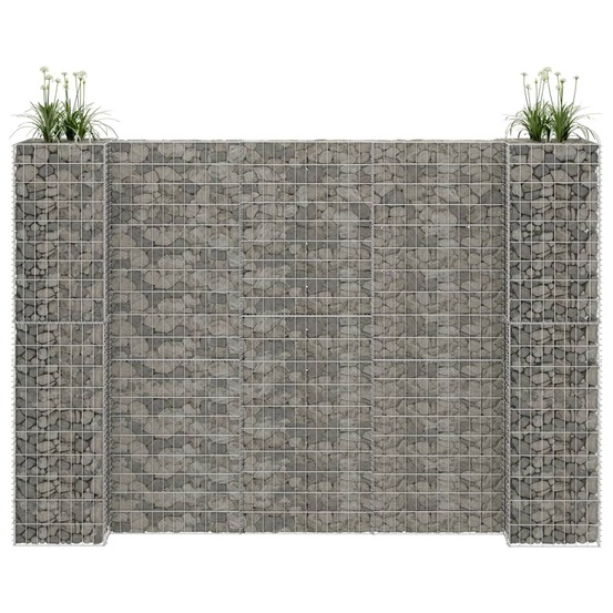 Jardinière à gabion en h fil d'acier 260x40x180 cm