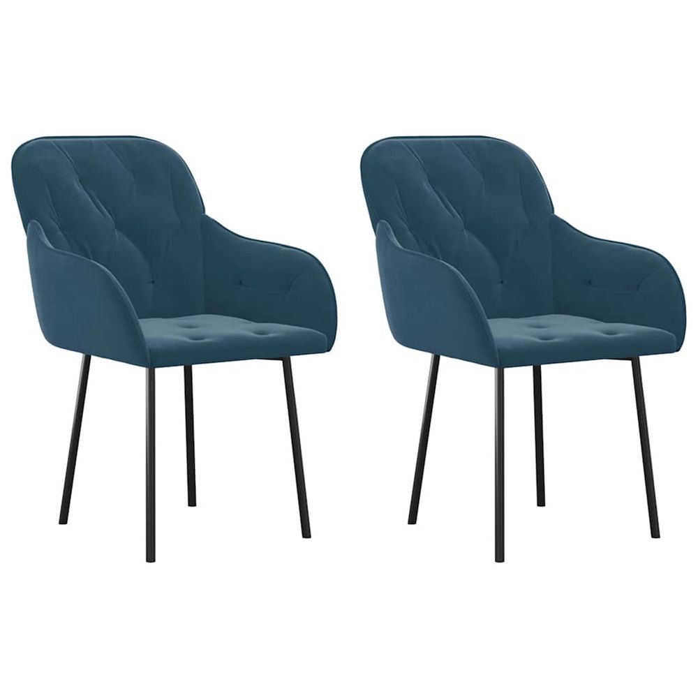 Chaises à manger lot de 2 bleu velours