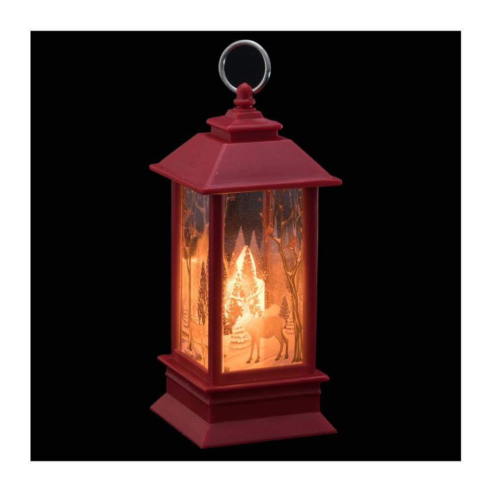 Décoration de noël lumineuse mini lanterne rouge h 13 cm