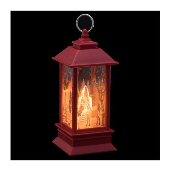 Décoration de noël lumineuse mini lanterne rouge h 13 cm