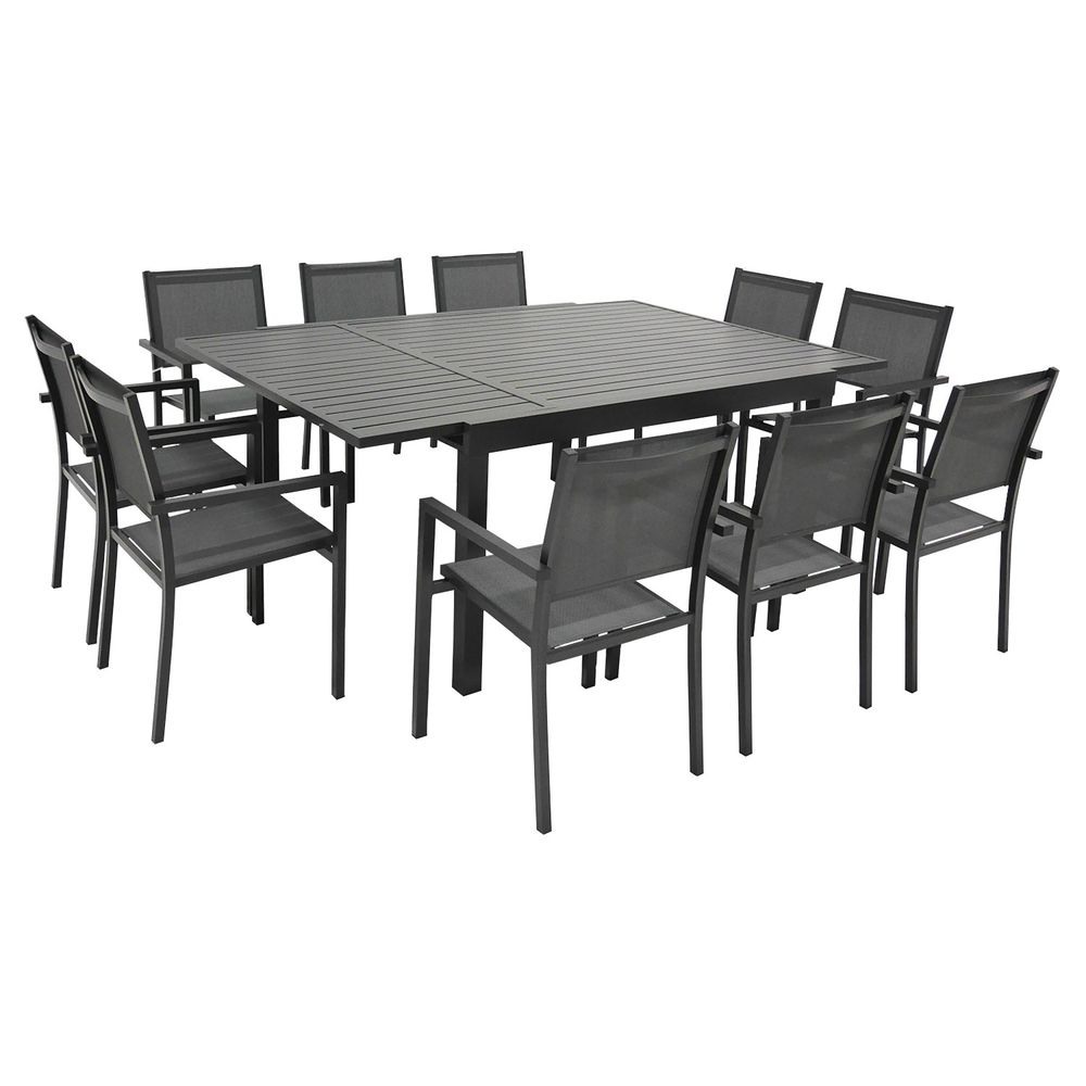 Salon de jardin venezia 140/200cm 10 pl. Aluminium anthracite