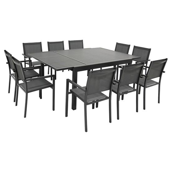 Salon de jardin venezia 140/200cm 10 pl. Aluminium anthracite