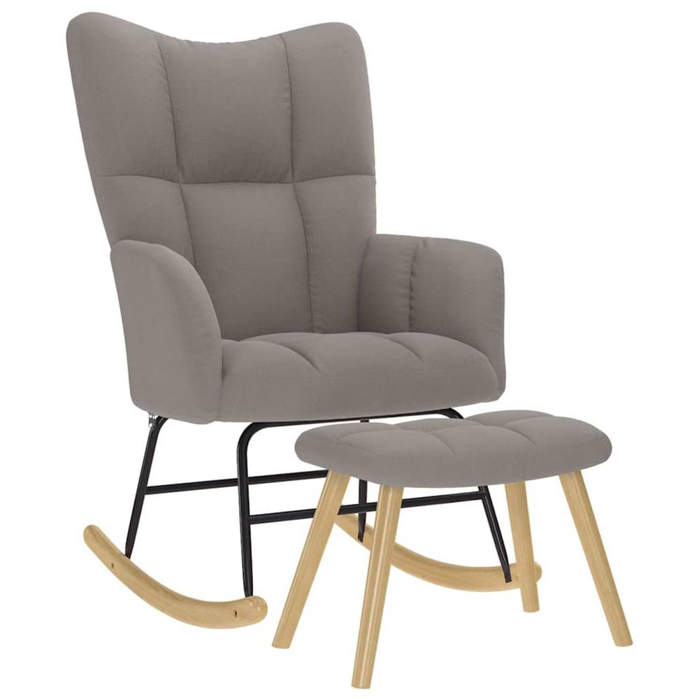 Chaise à bascule avec repose-pied taupe tissu