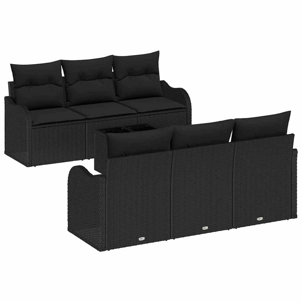 Ensemble de canapé de jardin avec coussin 7 pcs noir