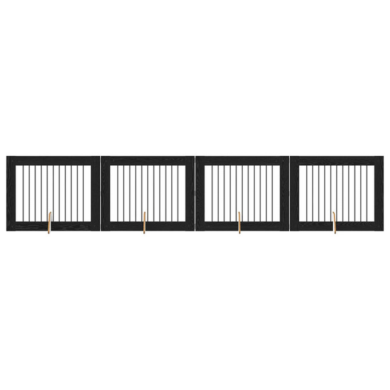 Portillon pour chien avec supports 4 pcs chêne noir 100 x 80 cm