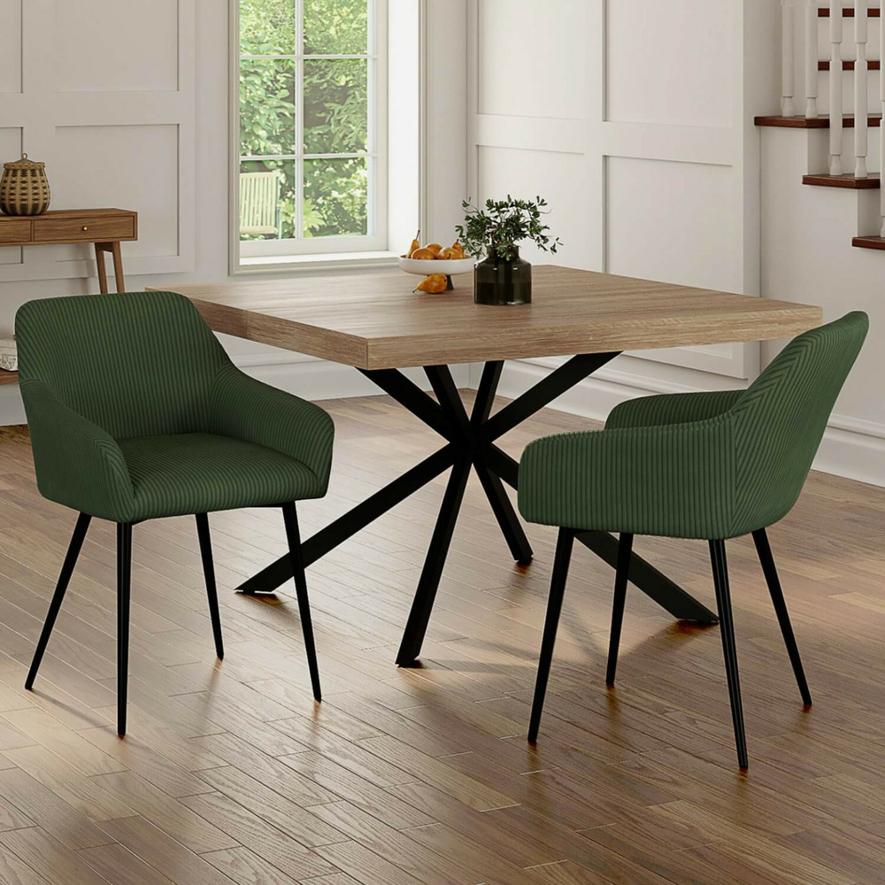 Lot de 2 chaises de salle à manger, fauteuils de table jany en velours côtelé vert kaki
