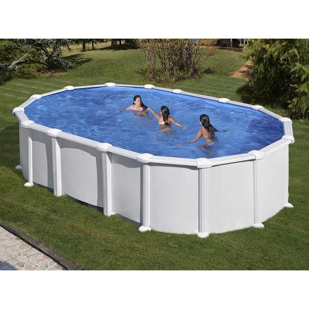 Piscine acier blanc haïti ovale 6,34 x 3,99 x 1,32 m