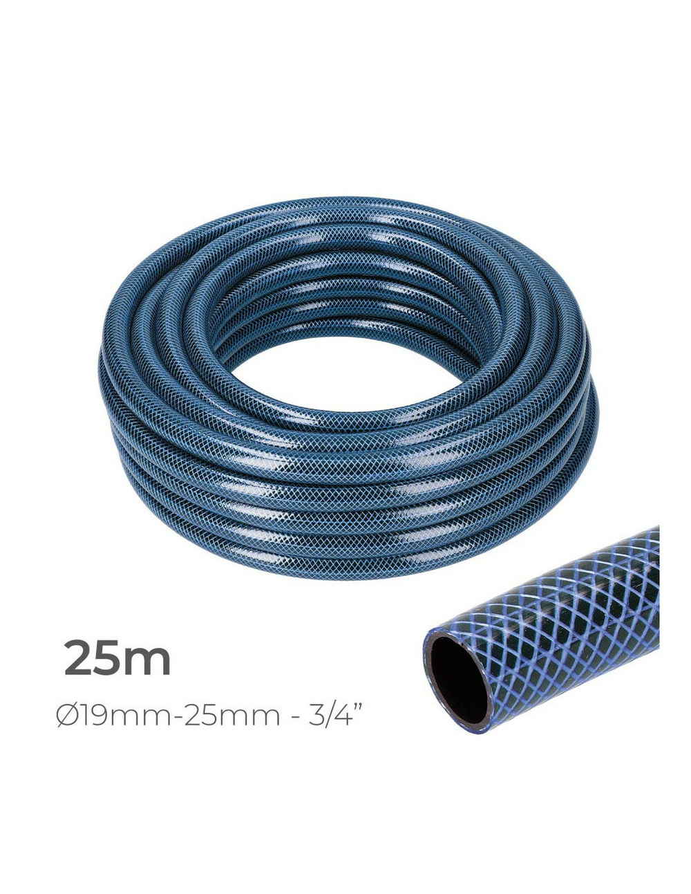 Tuyau d'arrosage intérieur bleu ø19mm. Rouleau extérieur ø25mm (3/4'') 25m edm