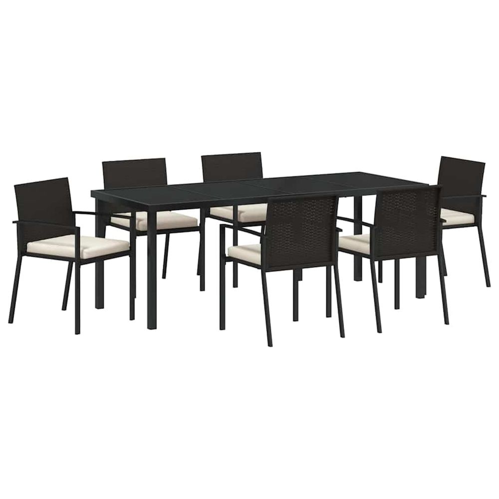 Ensemble de salle à manger pour jardin 7 pc noir